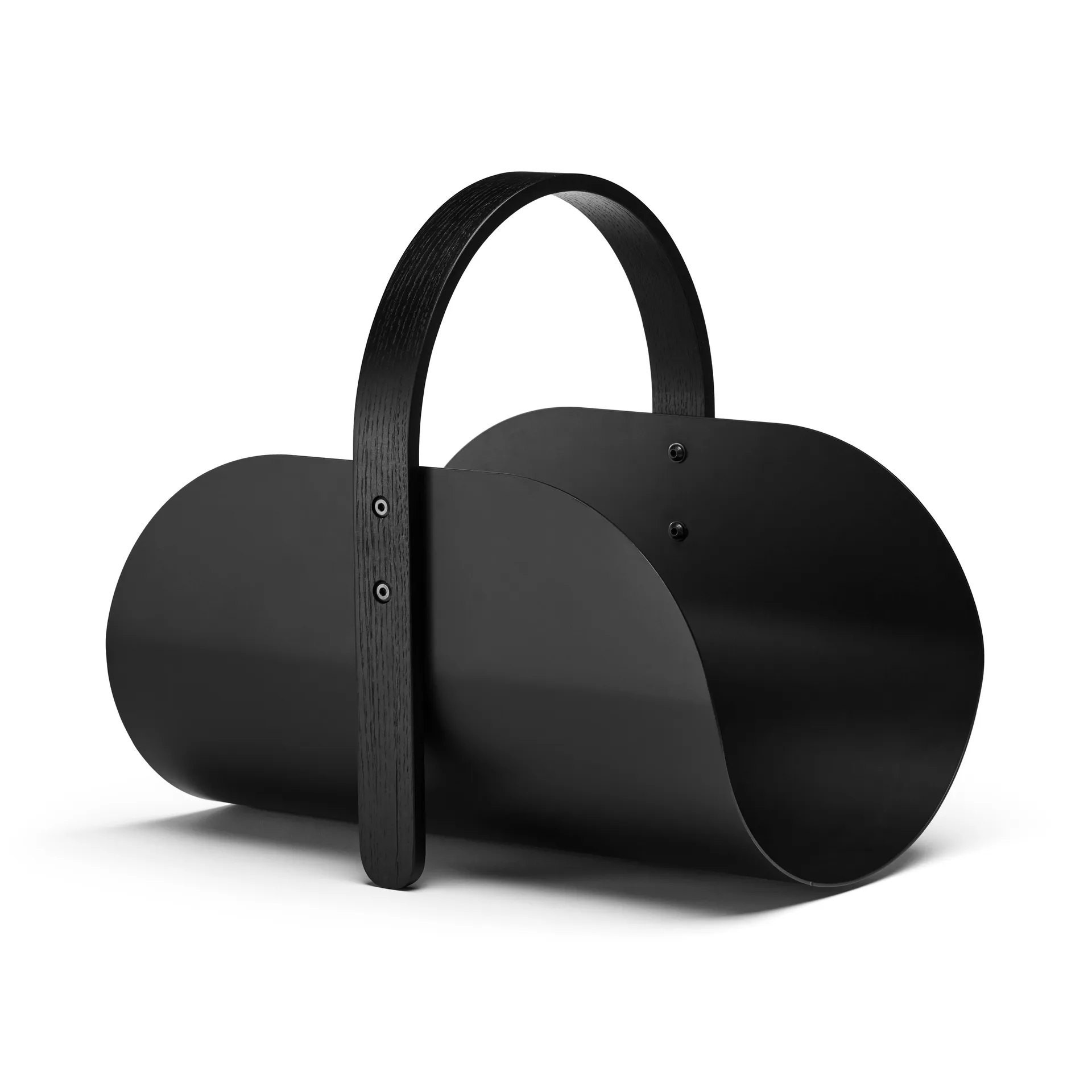 Cesta para leña Woody, Black stained oak Cooee Design