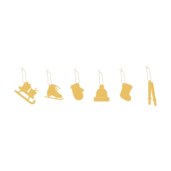 Deco Winter activities adornos navideños, pack de 6 - Latón - Cooee Design