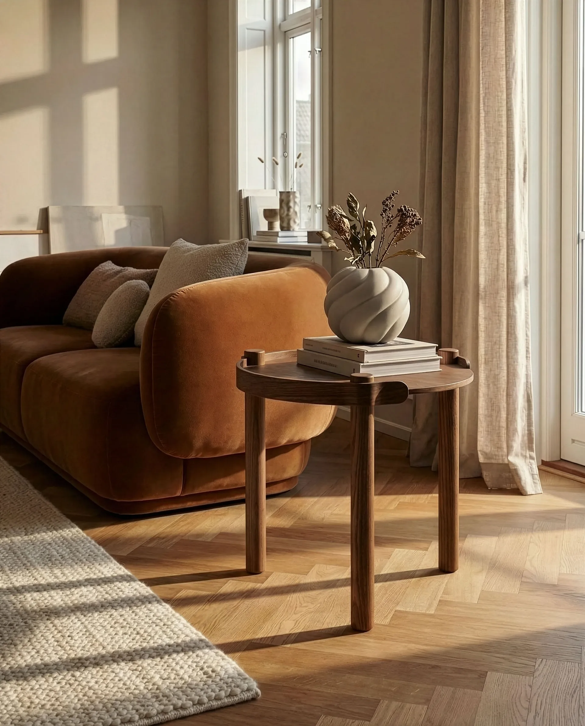Mesa Woody Ø45 cm, Roble teñido oscuro Cooee Design