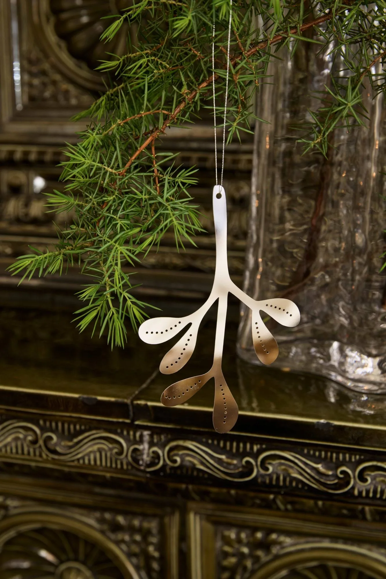 Mistletoe adorno navideño, pack de 2, Acero inoxidable, 12 cm Cooee Design