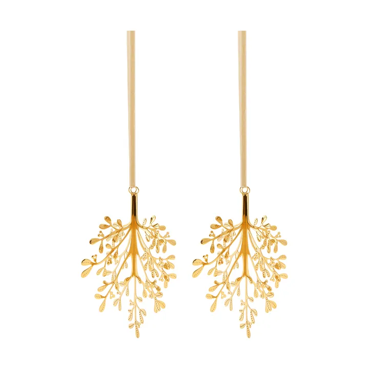 Mistletoe adorno navideño, pack de 2 - Latón 20 cm - Cooee Design