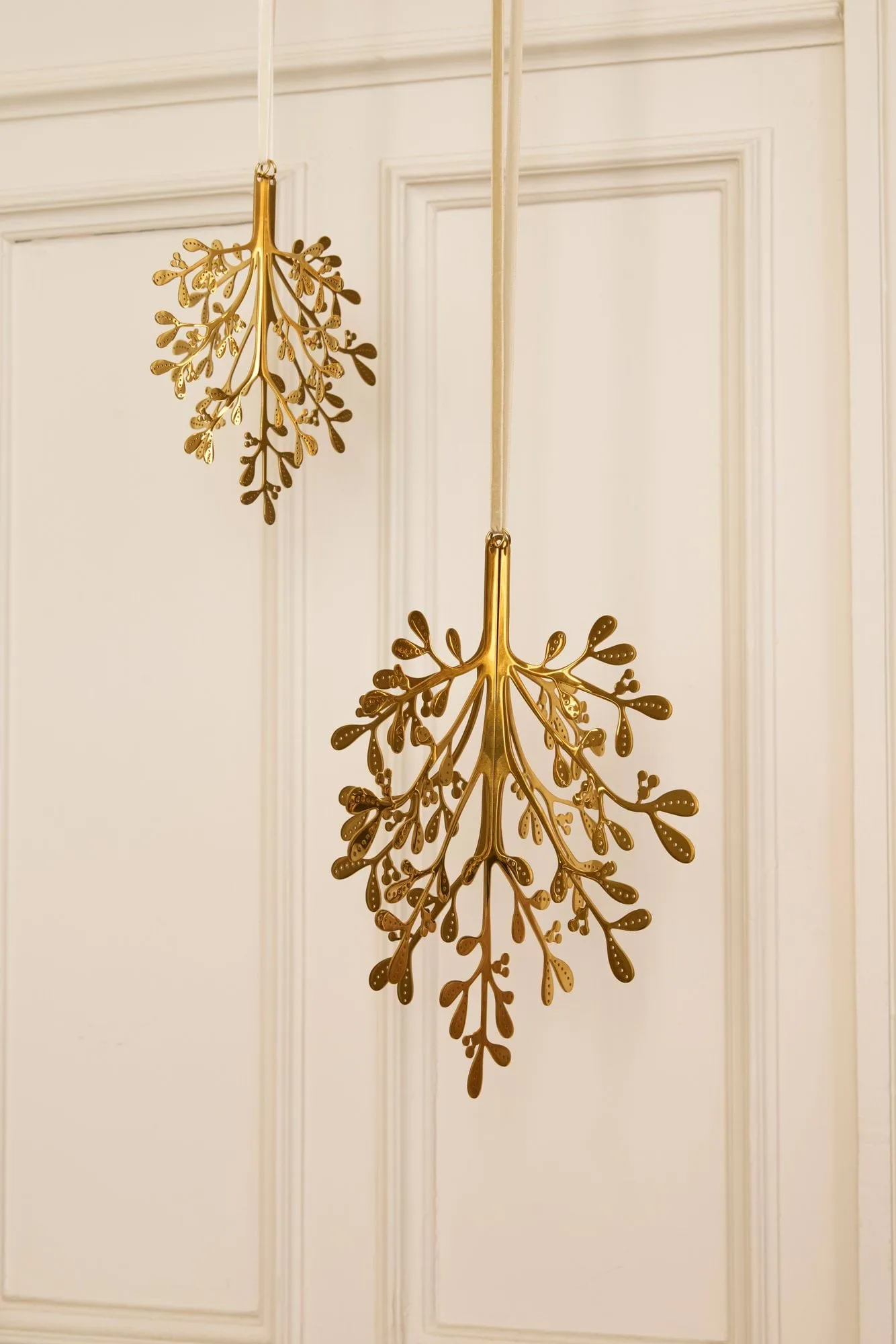 Mistletoe adorno navideño, pack de 2, Latón, 29 cm Cooee Design