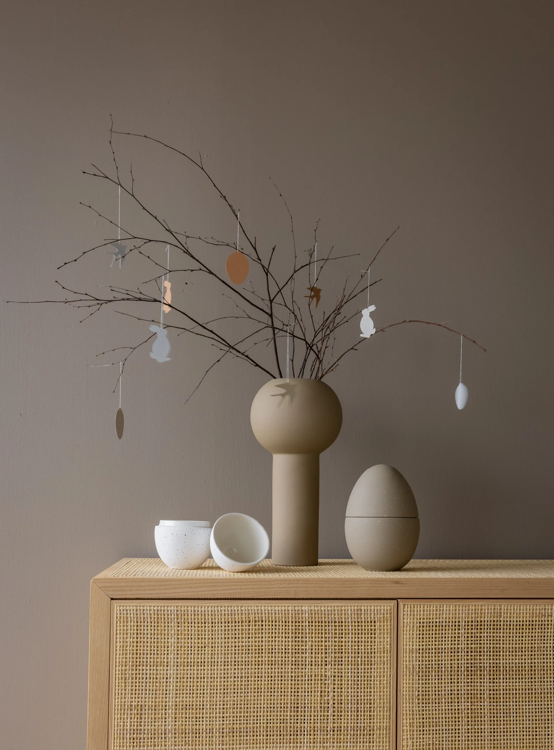 Set de 4 colgantes de pascuaEaster Deco pájaro, Cafe au lait Cooee Design