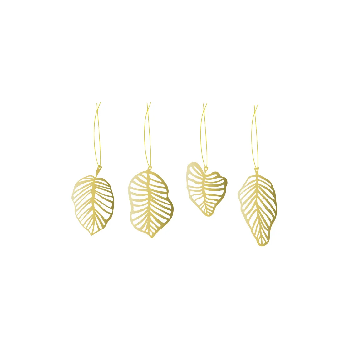 Set de 4 colgantes Deco hojas, latón Cooee Design