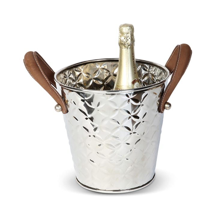 Enfriador de botellas vino French Fleur con asas de cuero, acero inoxidable Culinary Concepts