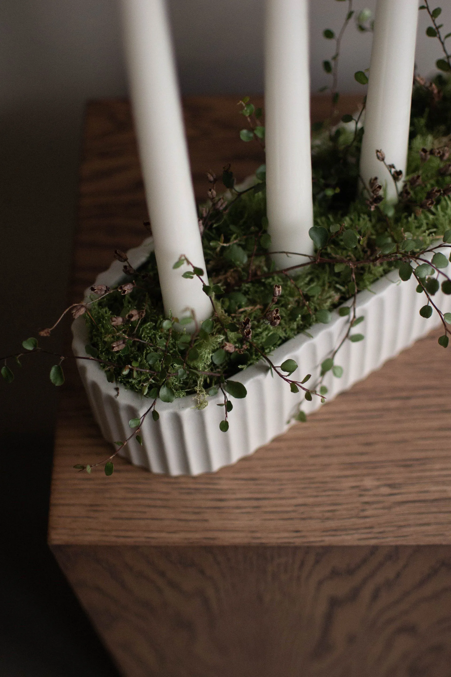 Candelabro de adviento Stripe 30 cm, Shiny white DBKD