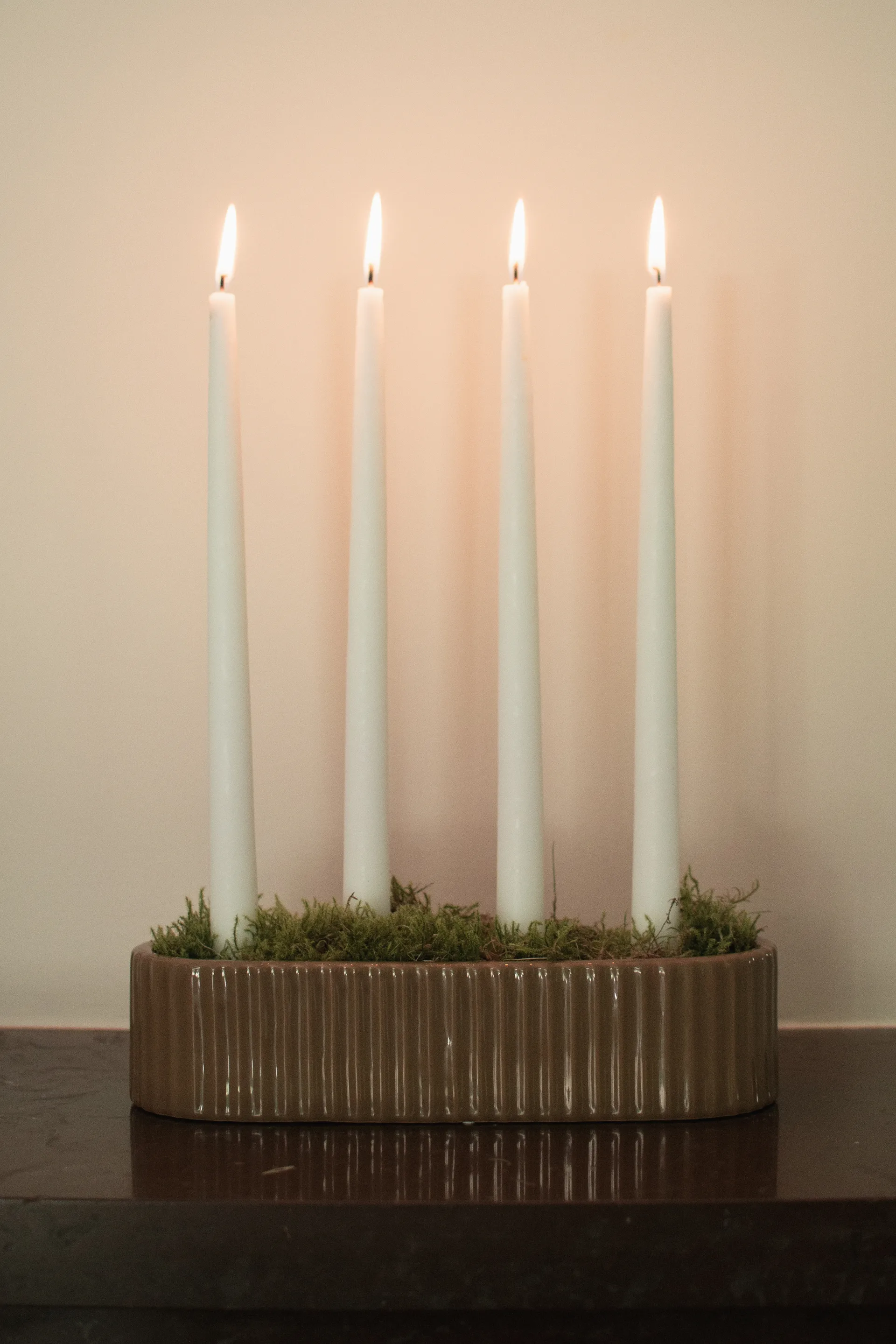 Candelabro Stripe 30 cm, Shiny nougat DBKD