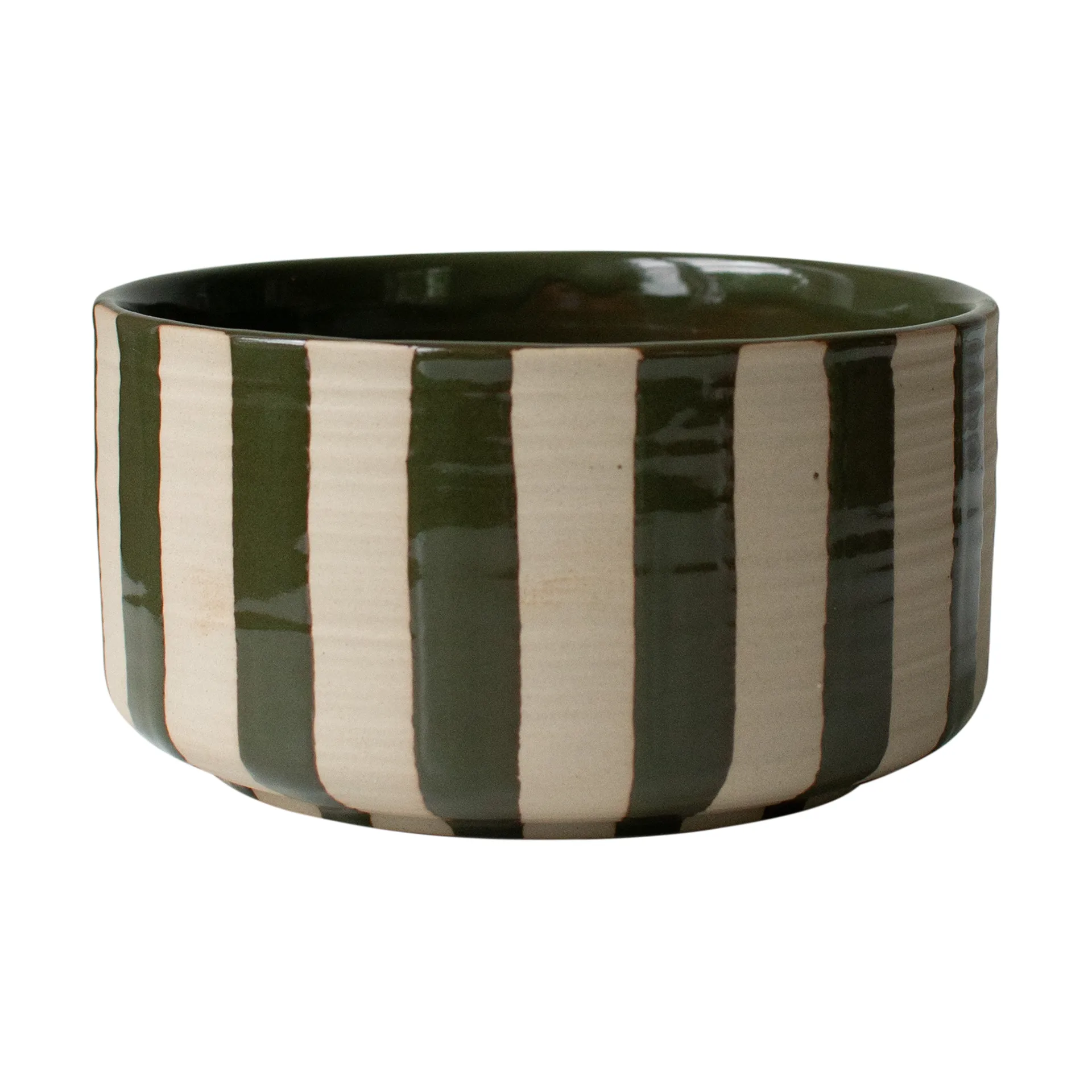 Cuenco decorativo Line Ø16 cm, Verde con rayas DBKD