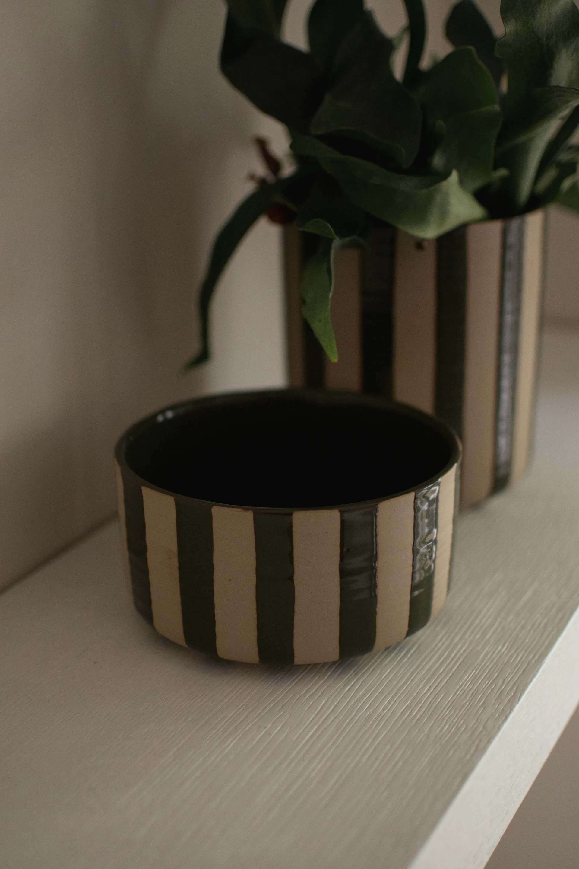 Cuenco decorativo Line Ø16 cm, Verde con rayas DBKD