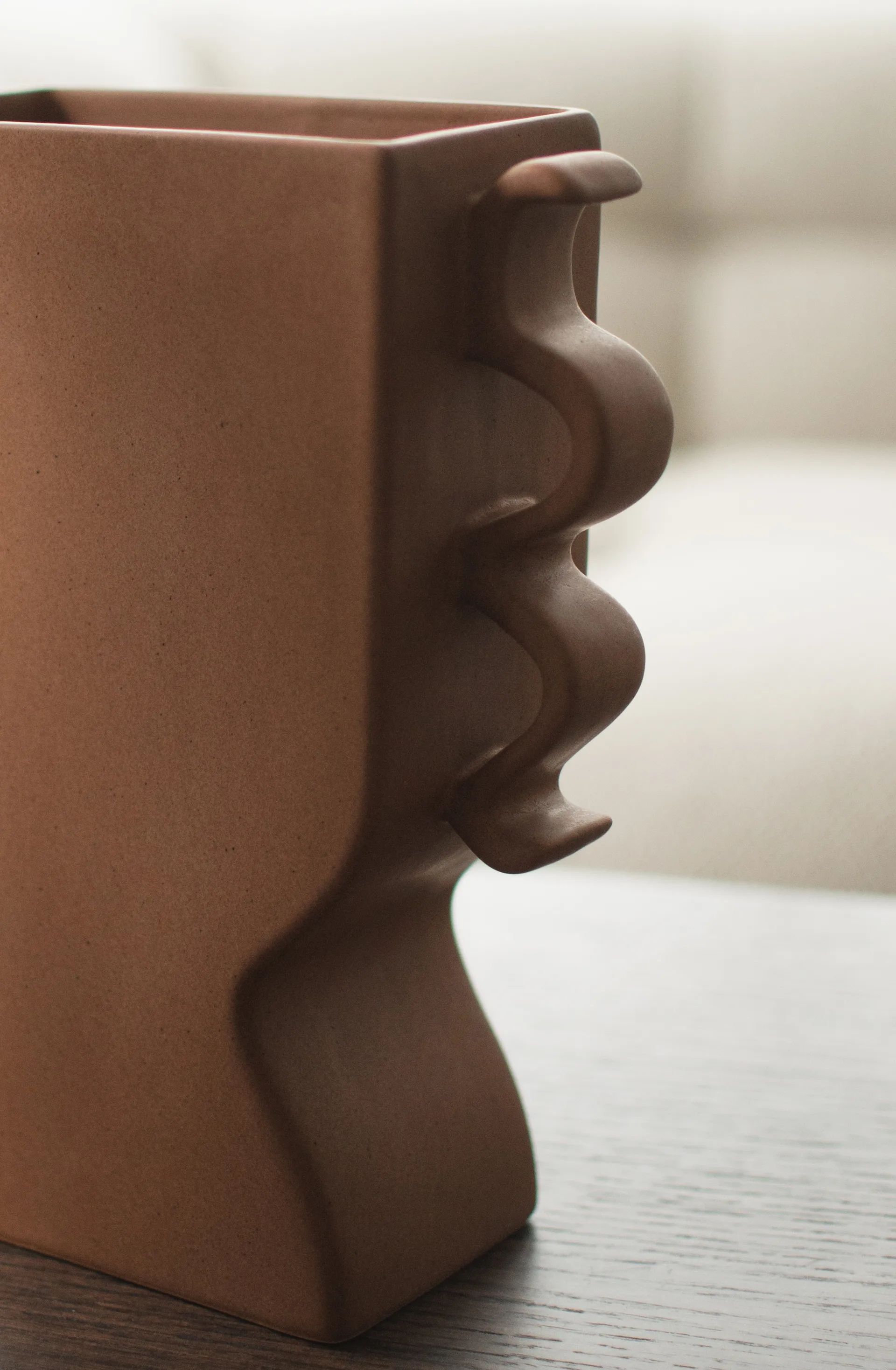 Jarrón plano 33 cm, Marrón DBKD