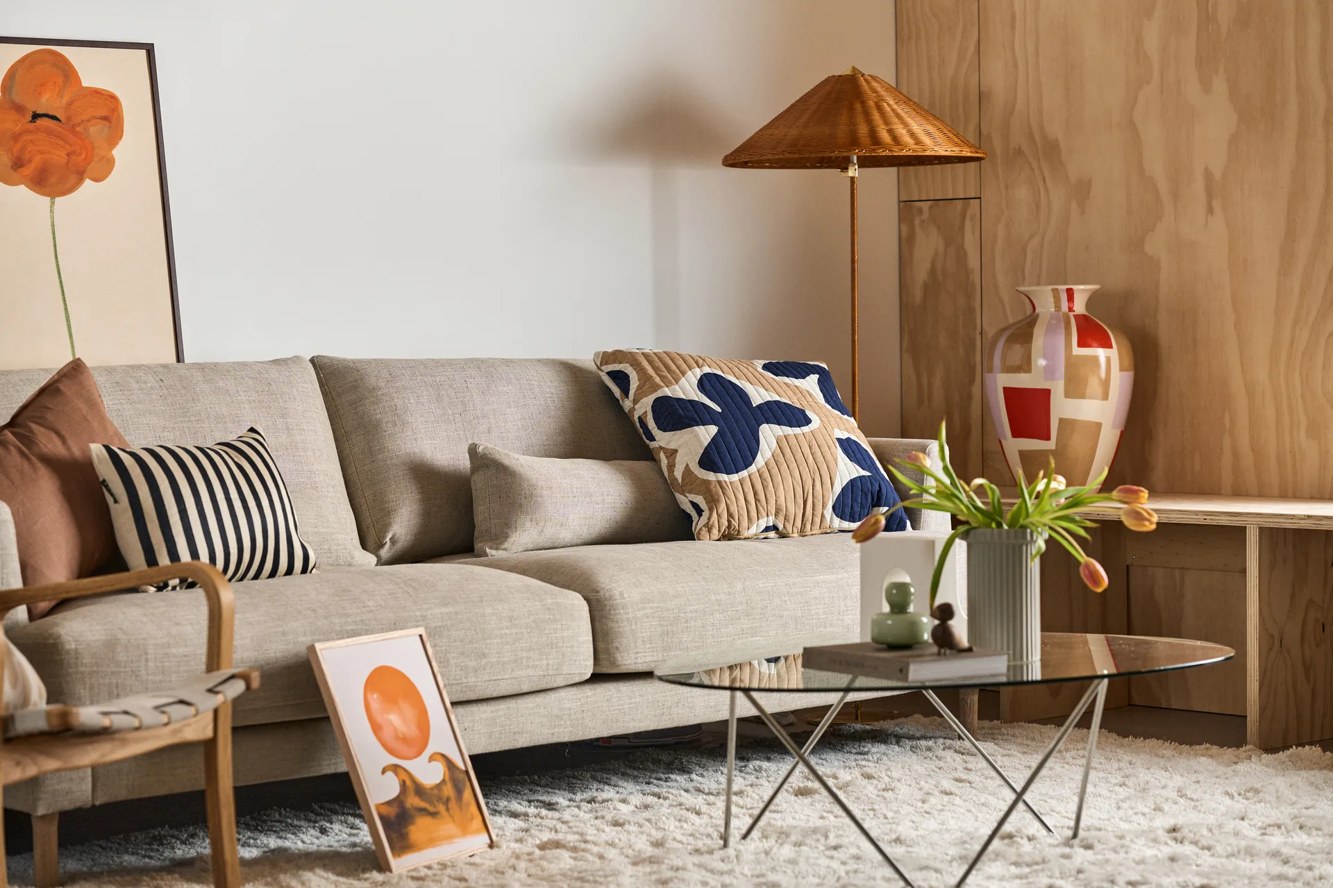 Maceta Stripe grande h22 cm Ø12 cm, Sandy mole DBKD