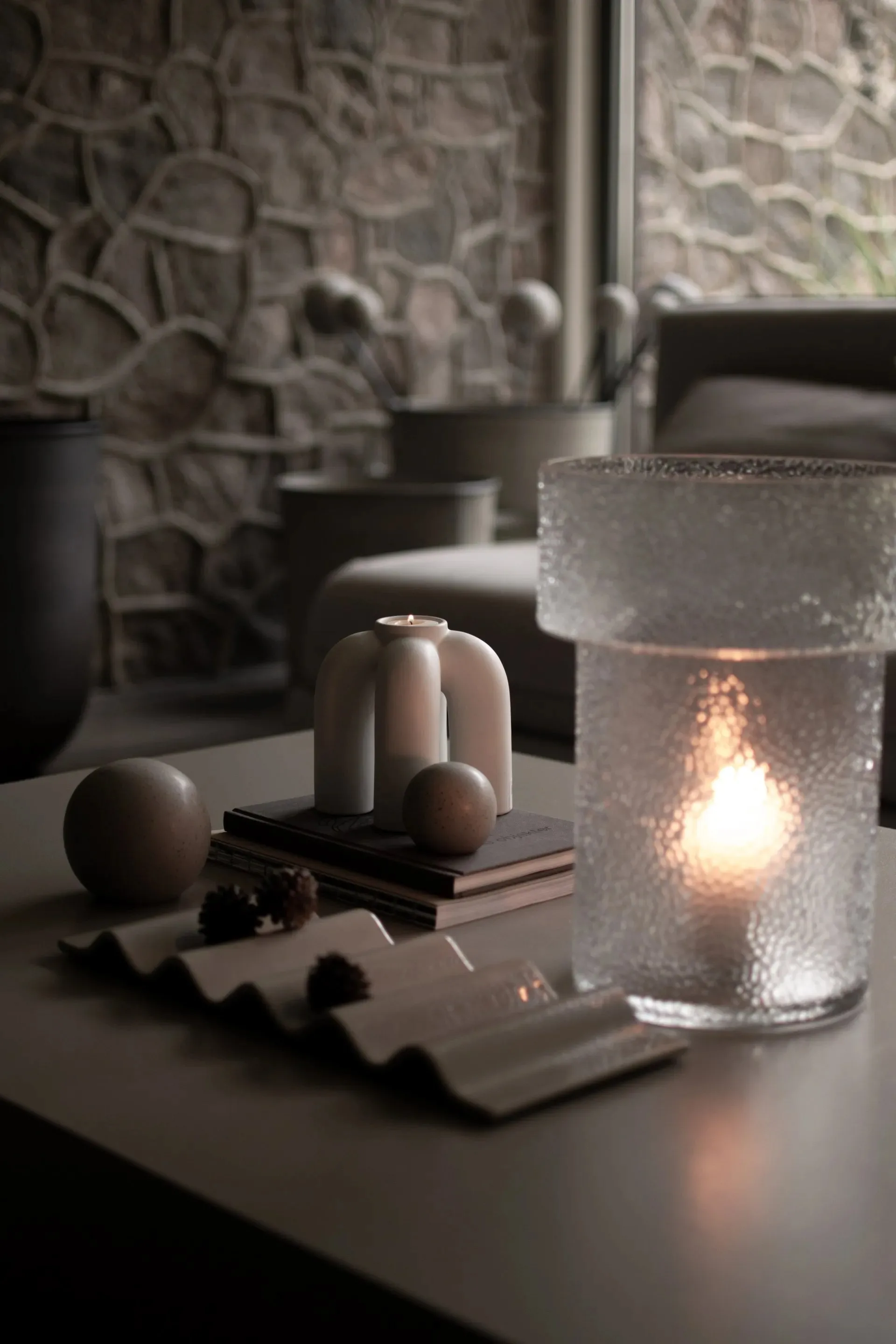 Portavelas para vela pequeña Rope 14x14 cm, White DBKD