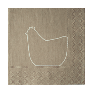 Servilleta de papel Happy hen 33x33 cm, set de 20 - Brown - DBKD