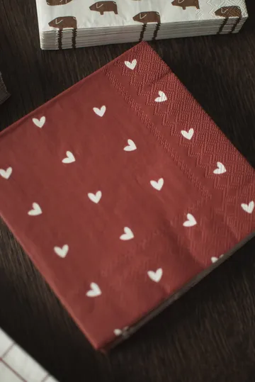 Servilleta de papel Heart 33x33 cm paquete de 20 - Dark red - DBKD