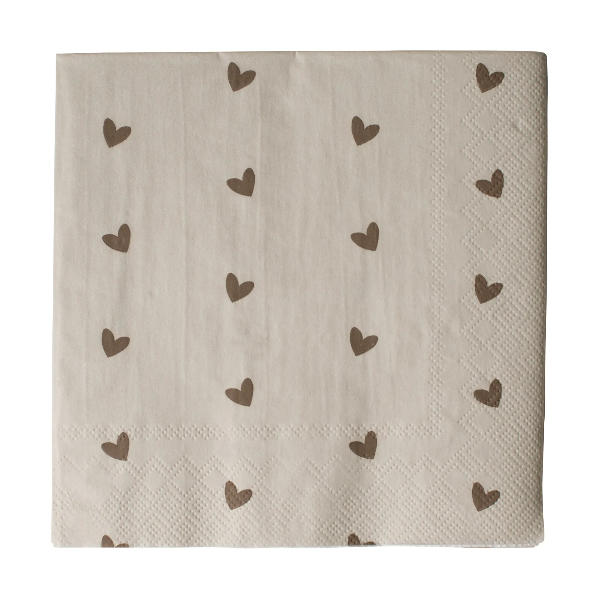 Servilleta de papel Heart 33x33 cm paquete de 20, Marrón-beige DBKD