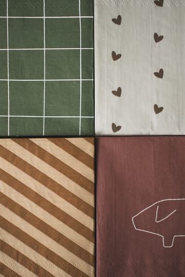 Servilleta de papel Heart 33x33 cm paquete de 20 - Marrón-beige - DBKD