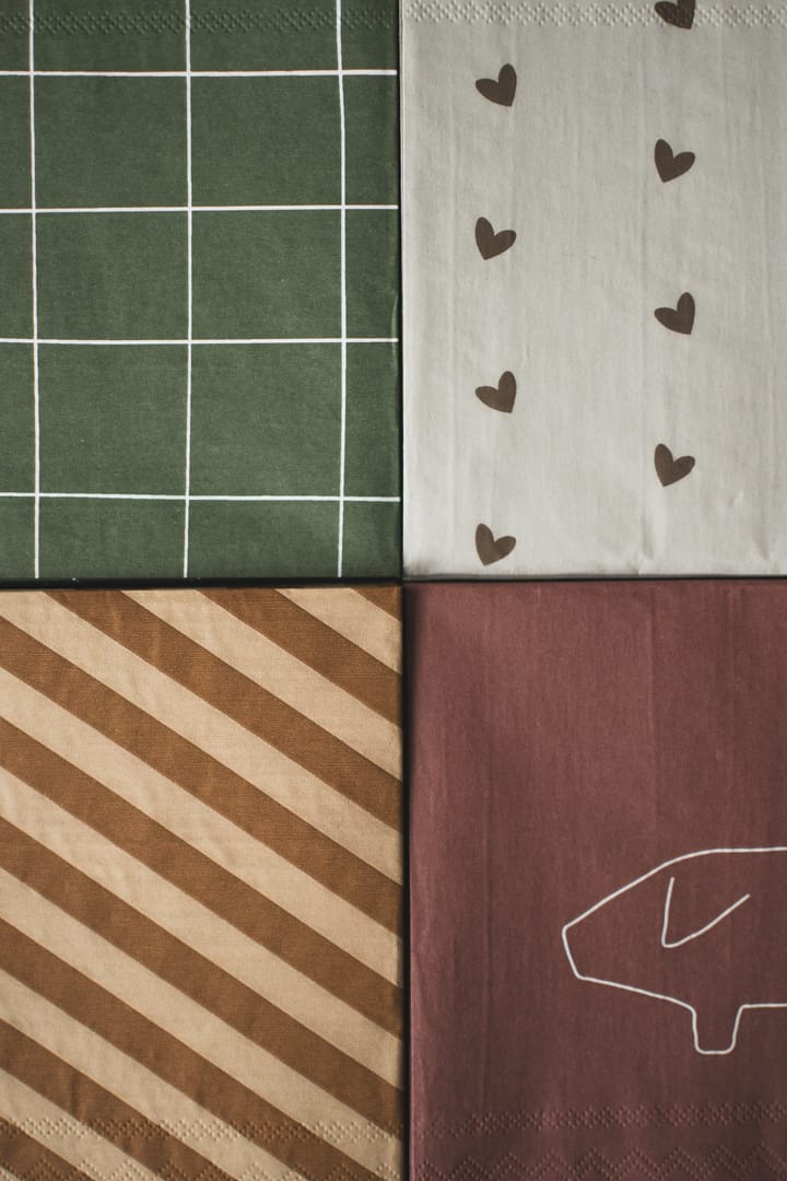 Servilleta de papel Heart 33x33 cm paquete de 20, Marrón-beige DBKD