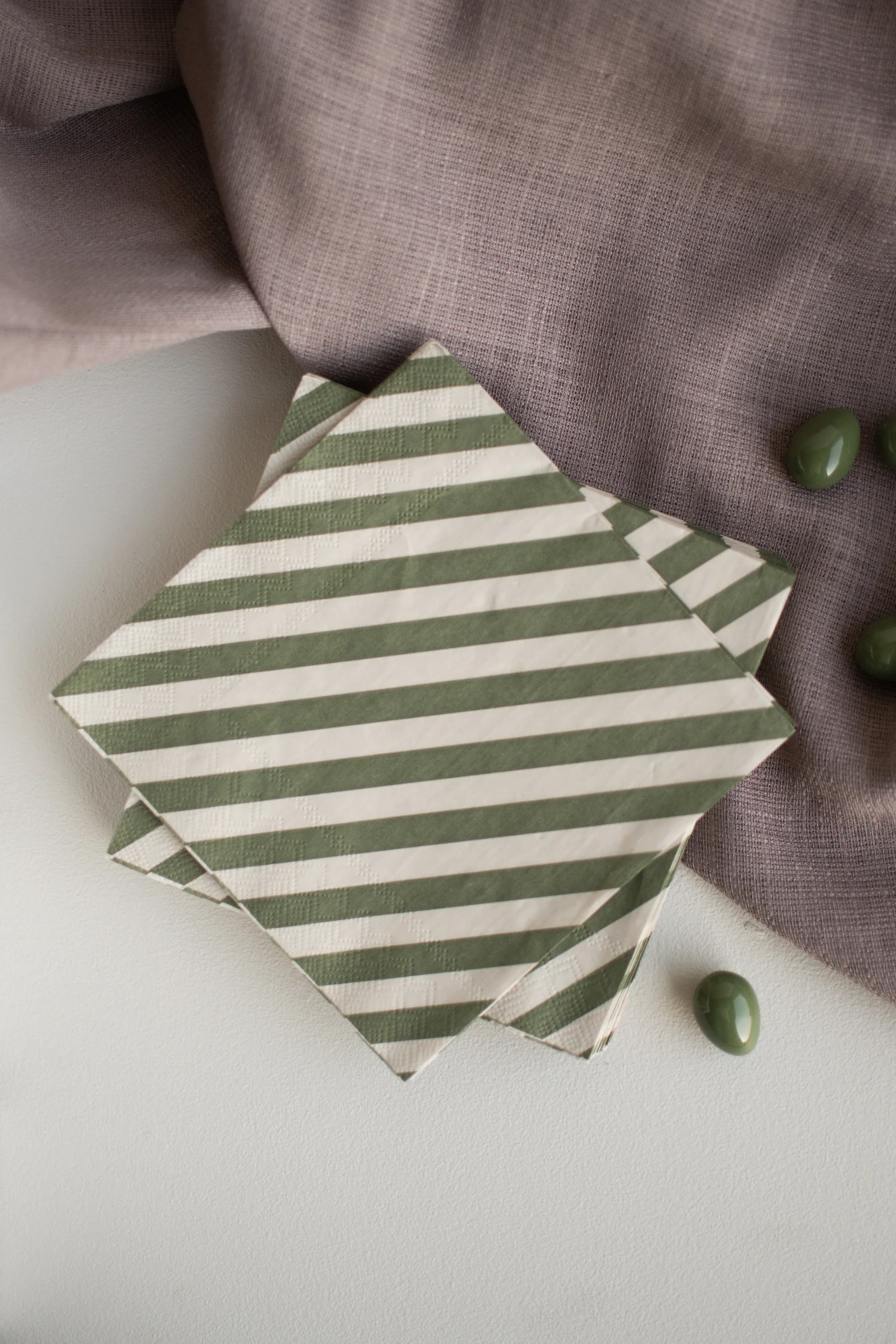Servilleta de papel Stripe 33x33 cm  paquete de 20, Green DBKD