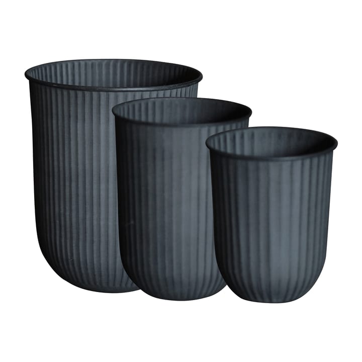 Set de 3 macetas Out stripe - Black - DBKD