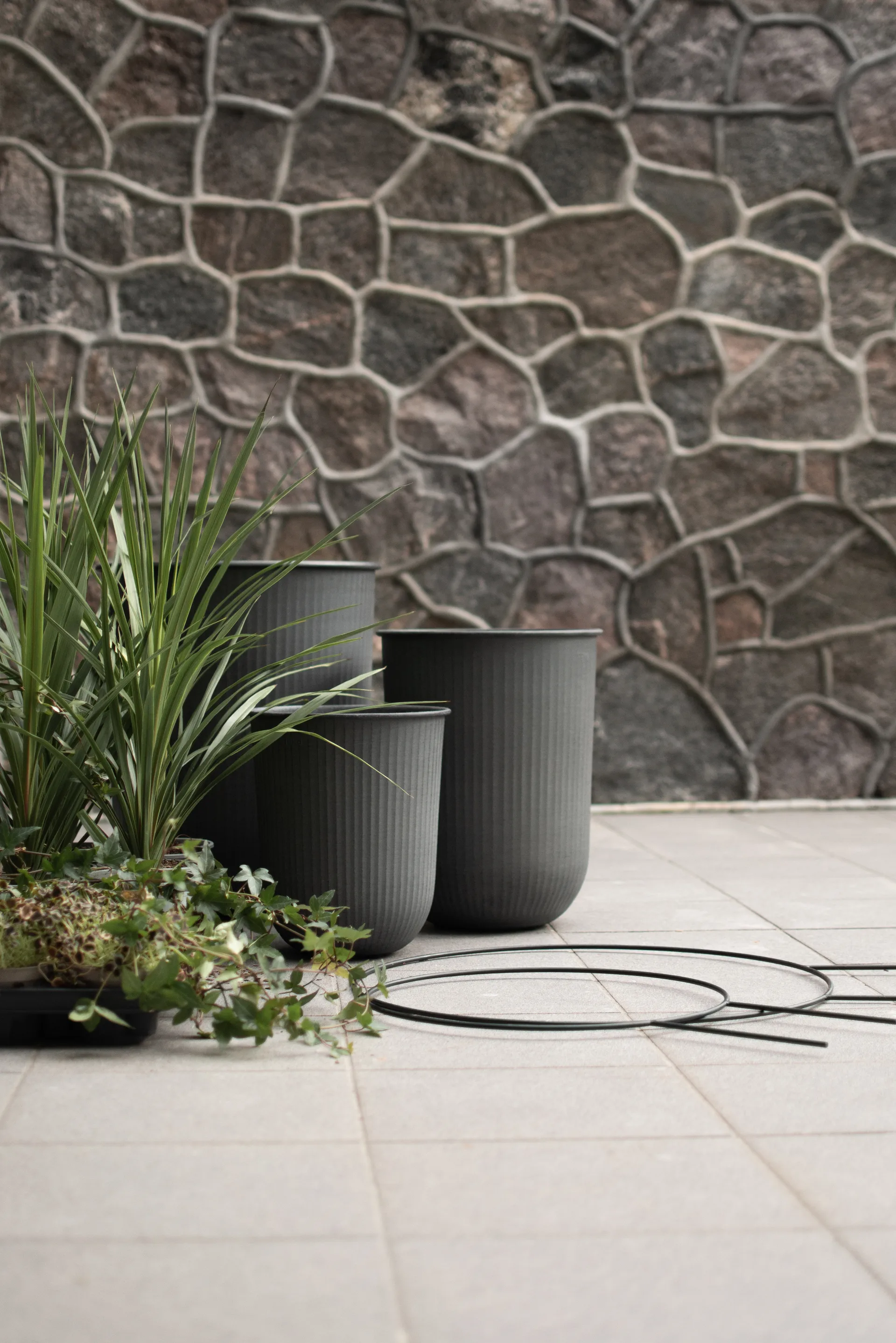 Set de 3 macetas Out stripe, Black DBKD