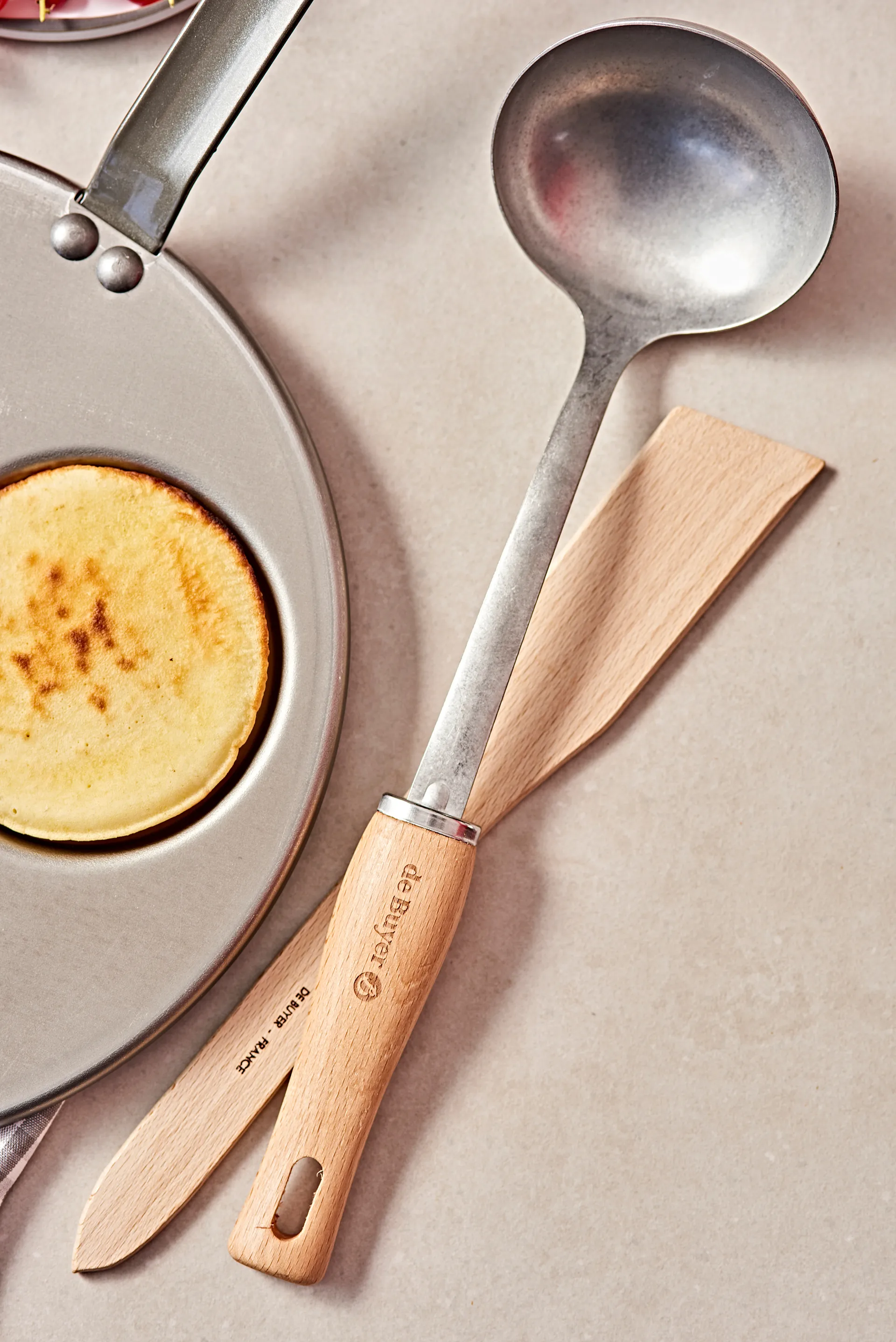 Cucharón de sopa con mango de madera De Buyer B Bois, acero inoxidable De Buyer