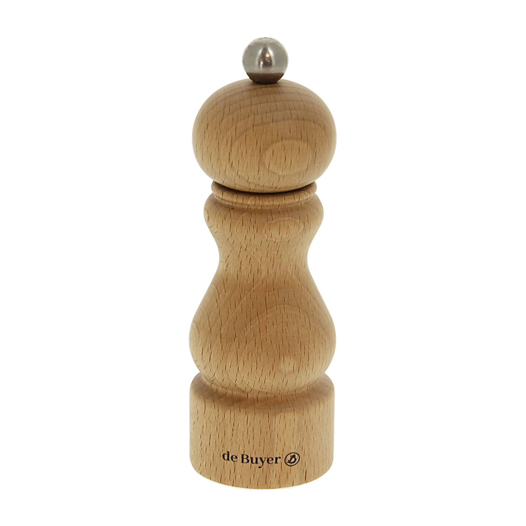 Molinillo de sal y pimienta Rumba cerámica 14 cm, madera de haya-claro De Buyer