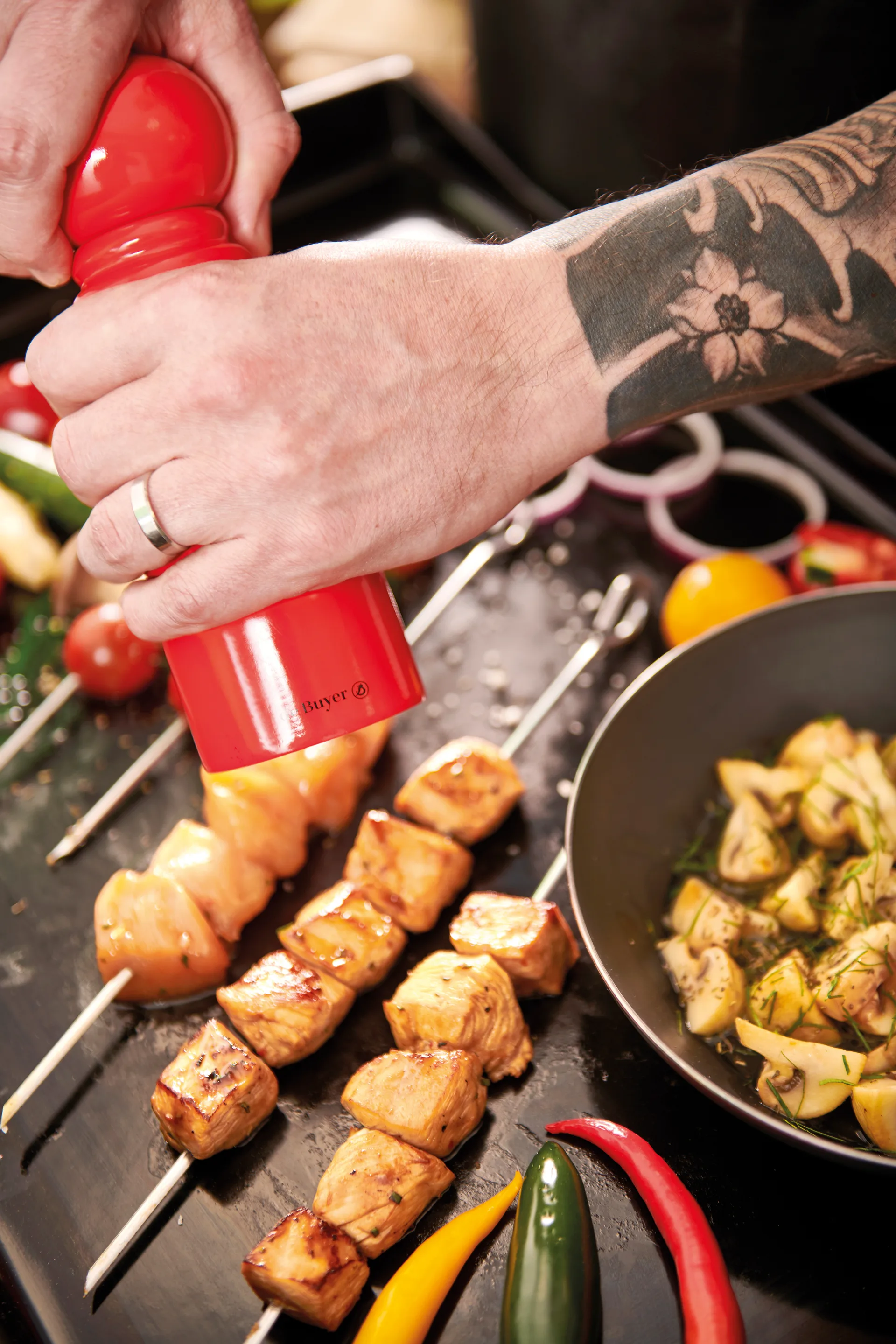 Molinillo de sal y pimienta Rumba cerámica 20 cm, marrón claro De Buyer