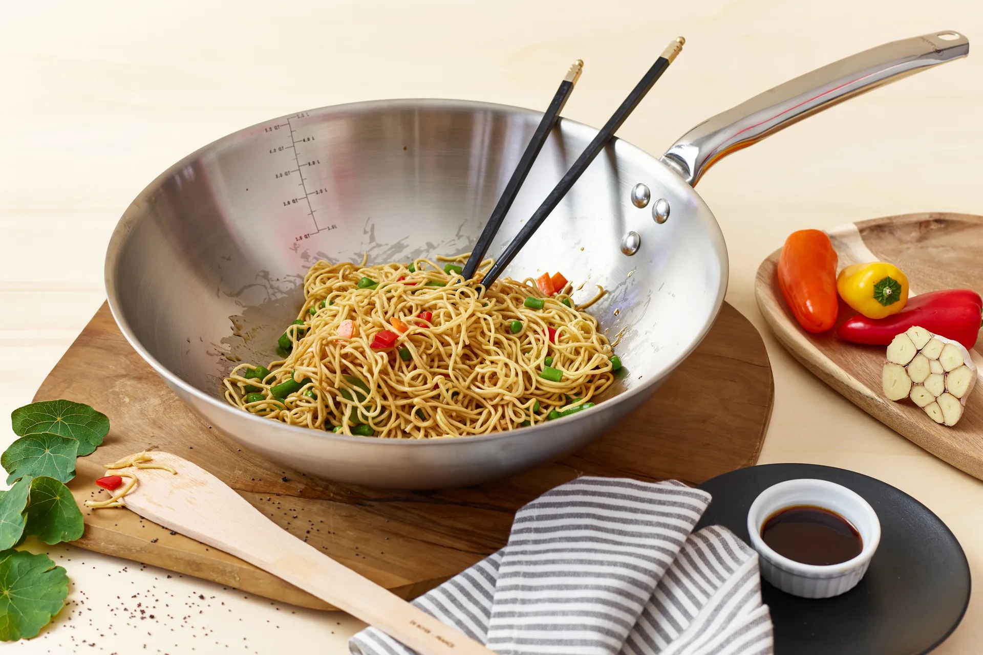 Wok de acero inoxidable Alchimy, Ø32 cm De Buyer