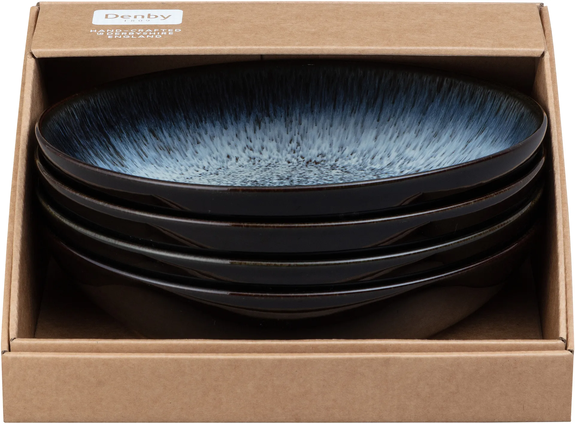 4 Boles para pasta Halo 22 cm, azul-gris-negro Denby