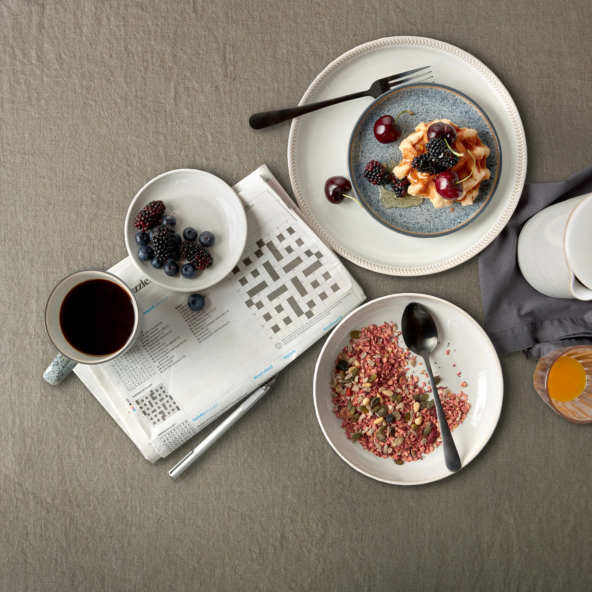 Plato Natural Canvas coupe 26 cm, Textured Denby