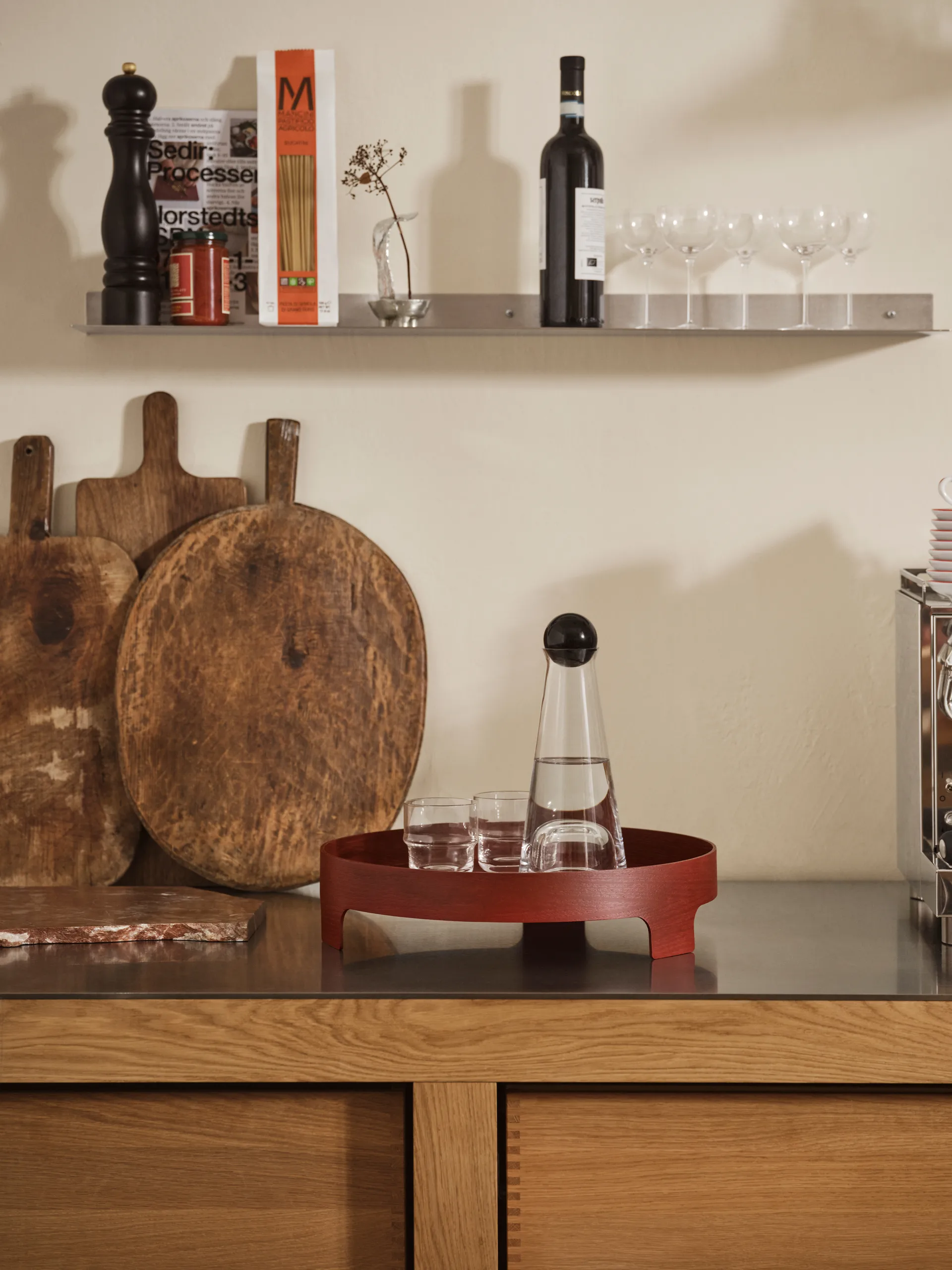 Bandeja Bridge, Rojo, Ø42 cm Design House Stockholm