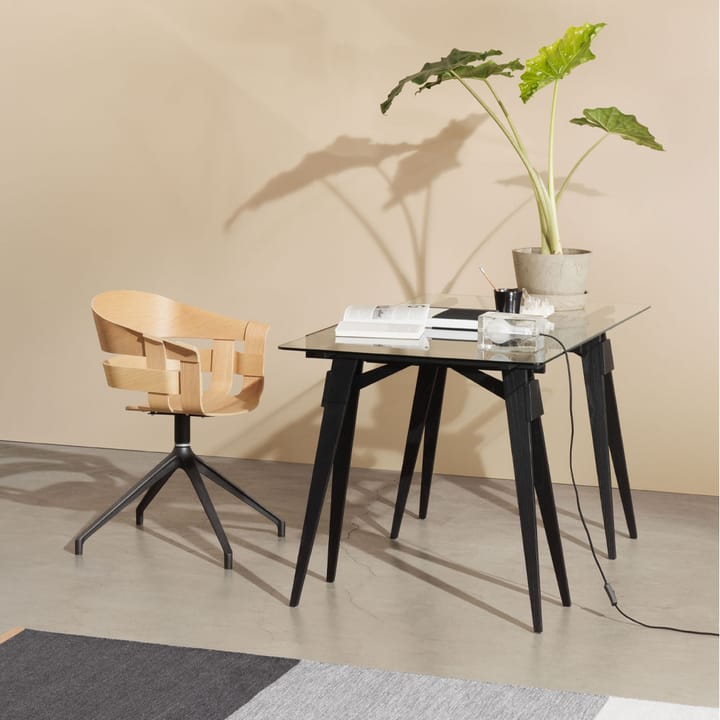 Escritorio Arco, Lacado blanco, incl. cajón, tablero de vidrio Design House Stockholm