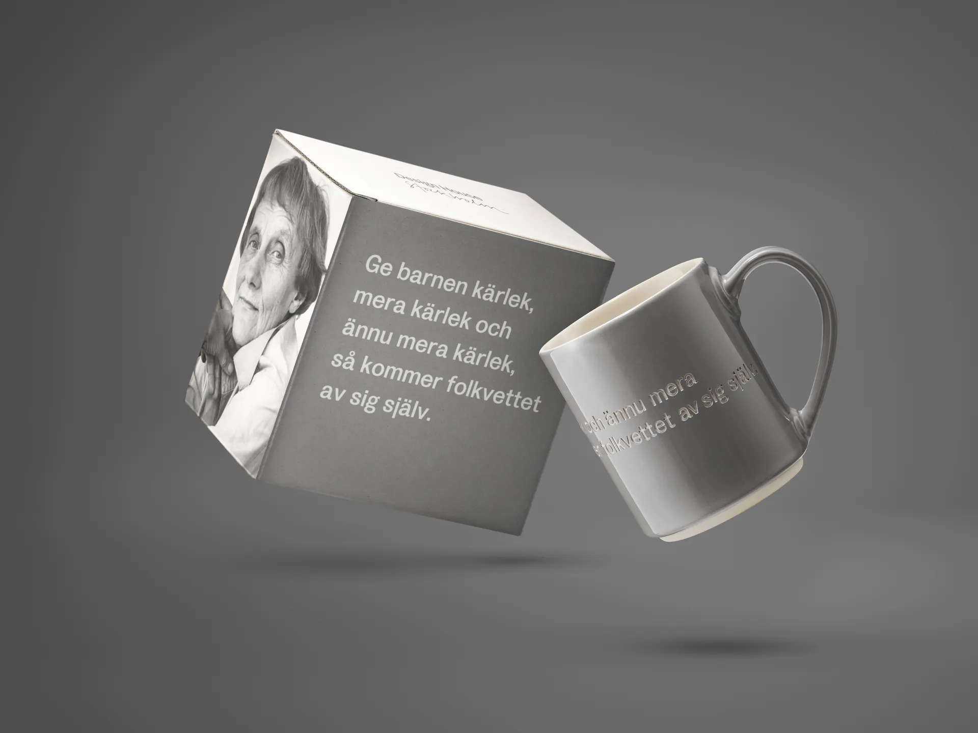 Mug Astrid Lindgren, Give the children love, gris-sueco Design House Stockholm