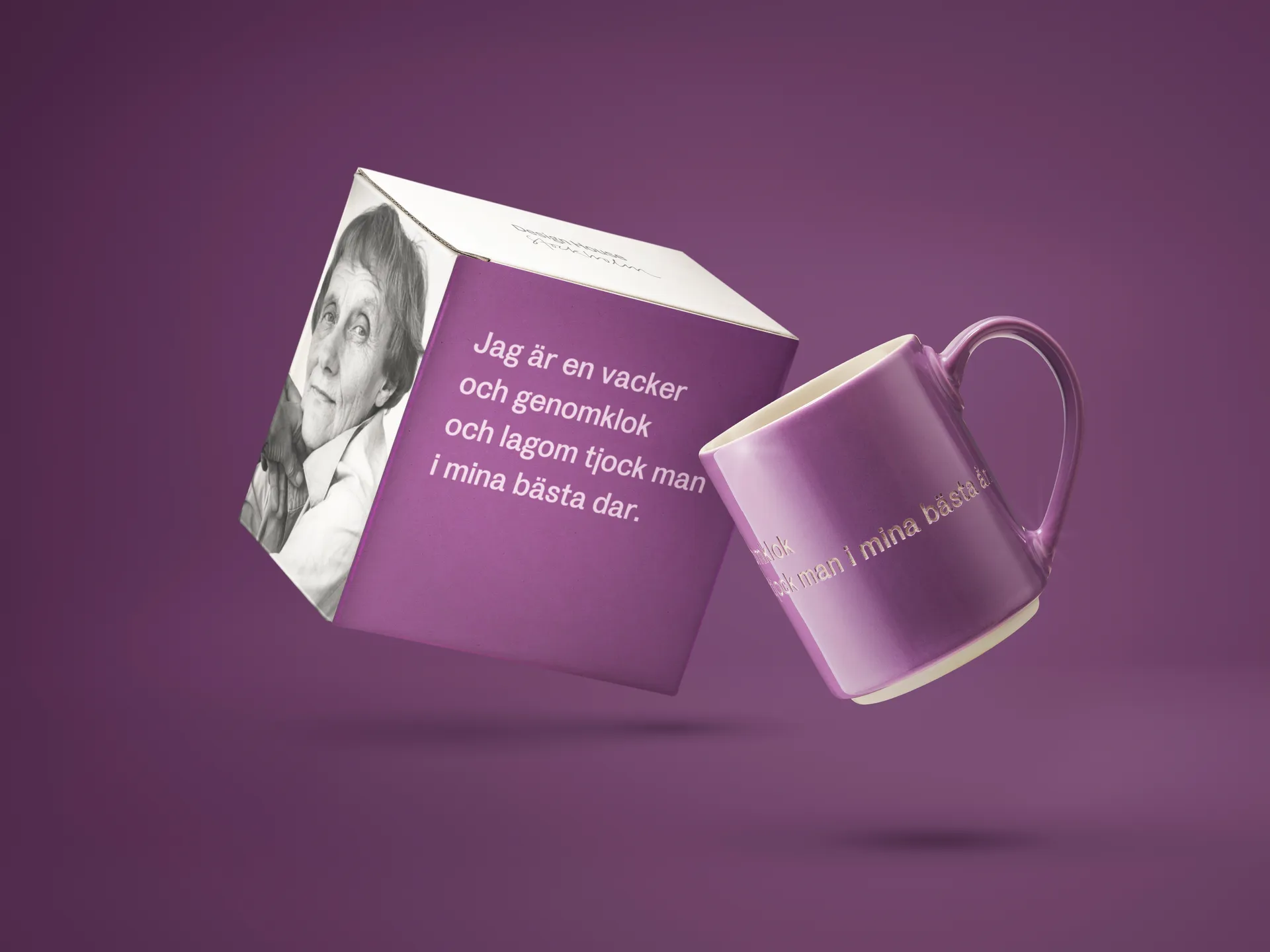 Mug Astrid Lindgren, I am handsome, morado-sueco Design House Stockholm