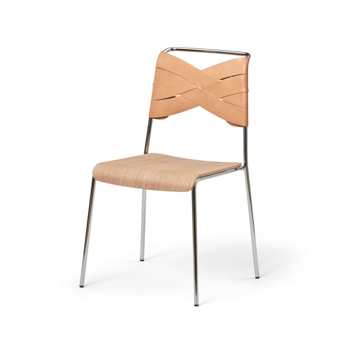 Silla Torso - Roble, cuero natural, patas de cromo - Design House Stockholm