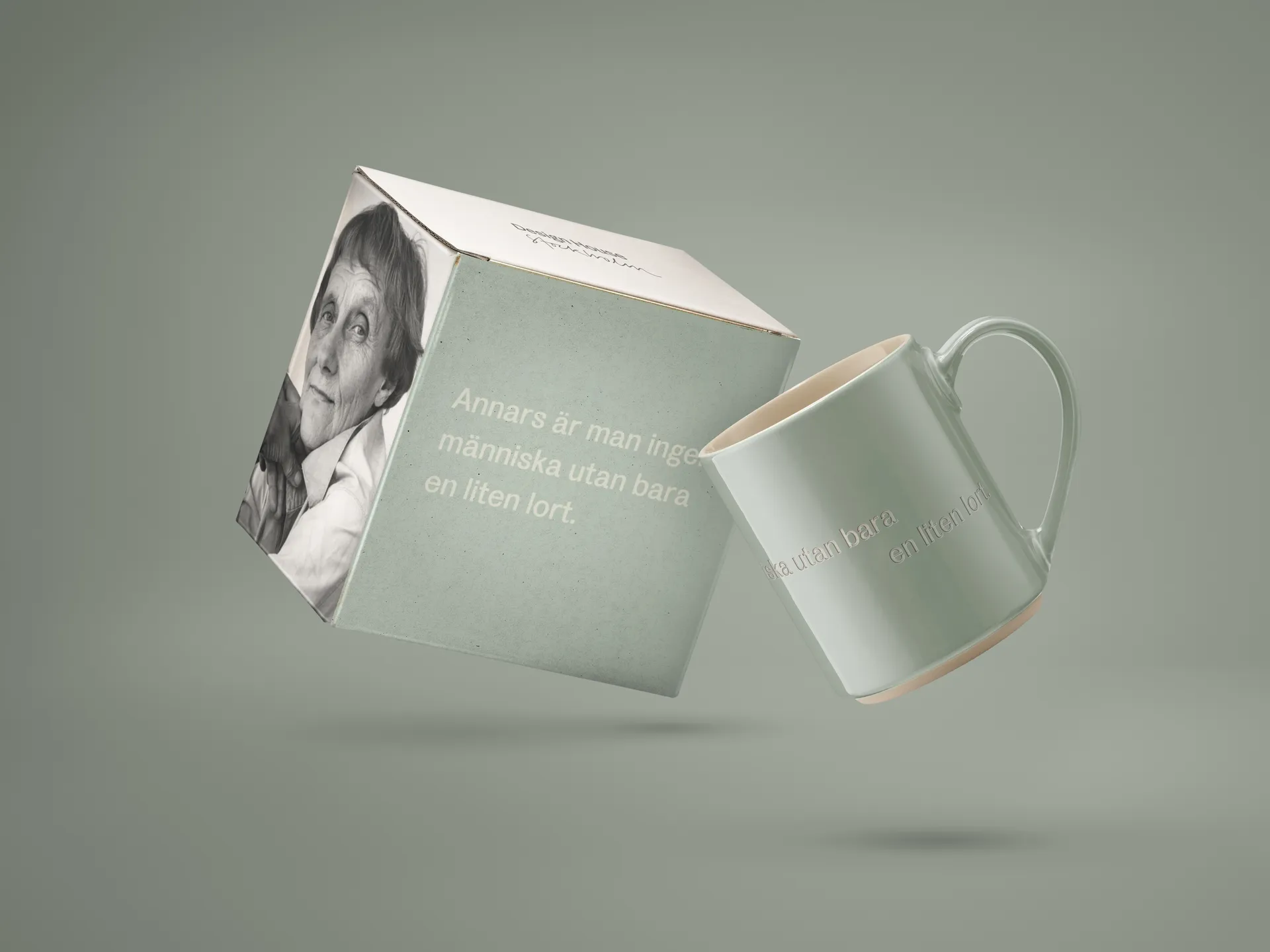 Taza Astrid Lindgren, annars är man ingen människa, texto sueco Design House Stockholm