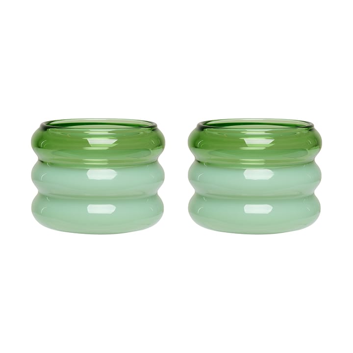2 Portavelas Bubble Ø5,6 cm, Green-milky green Design Letters