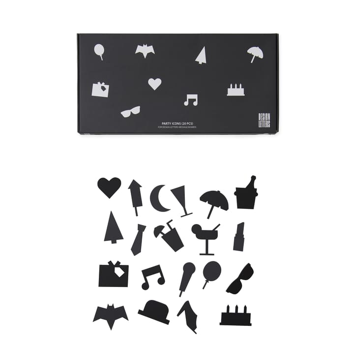 20 piezas Party Icons para tablón de letras - negro - Design Letters