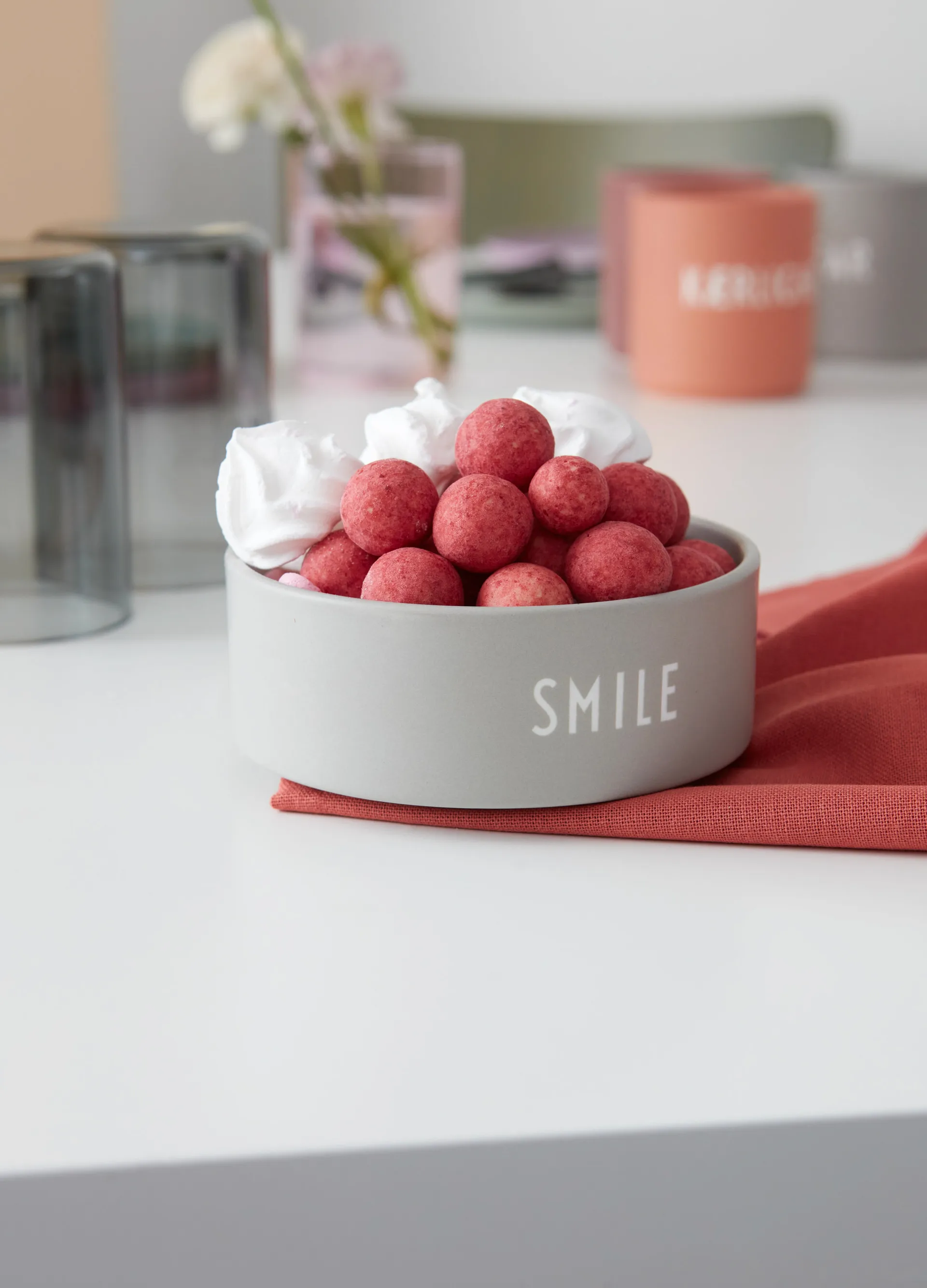 Bol snack Design Letters Ø12 cm, Smile-grey Design Letters