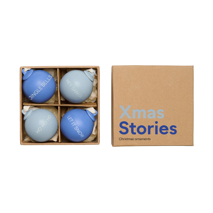 Bola de navidad XMAS Stories Ø4 cm 4 unidades - Cobalt blue-light blue - Design Letters