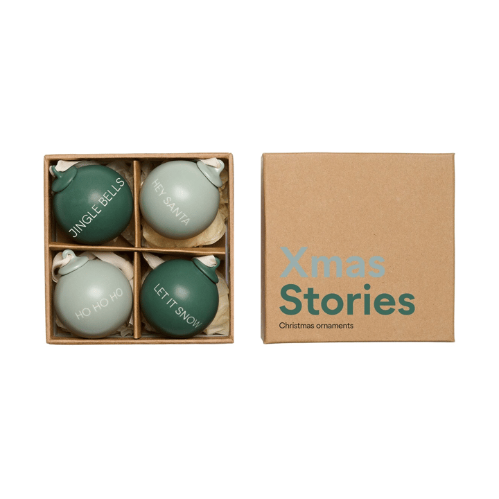 Bola de navidad XMAS Stories Ø4 cm 4 unidades - Dark green-dusty green - Design Letters
