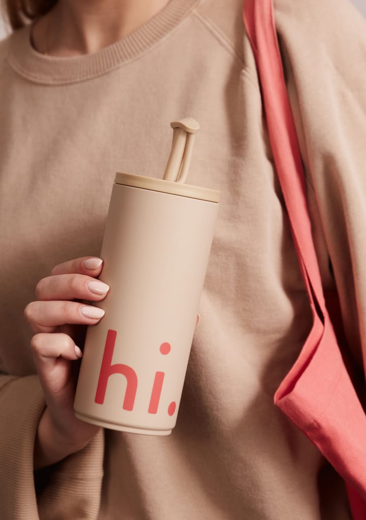 Botella termo con pajita Travel Life 50 cl, Hi-beige Design Letters