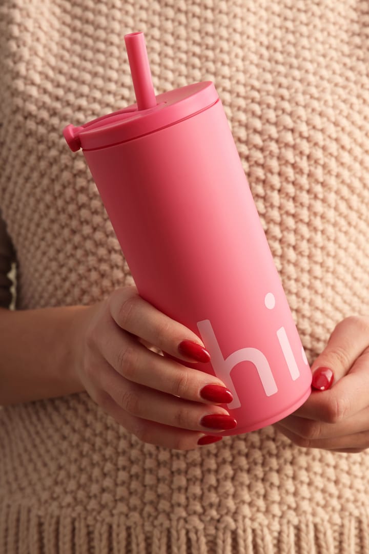Botella termo con pajita Travel Life 50 cl, Hi-cherry pink Design Letters