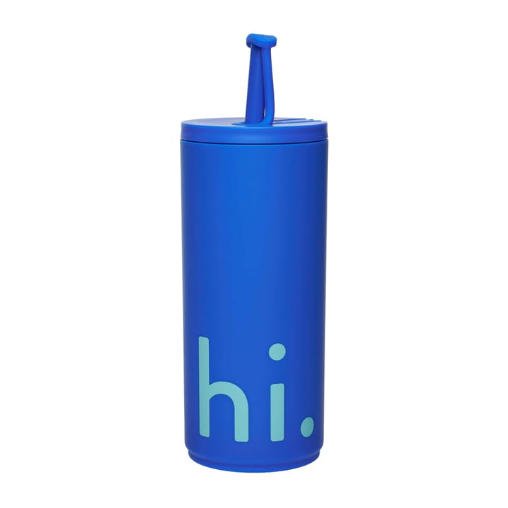 Botella termo con pajita Travel Life 50 cl, Hi-cobalt blue Design Letters