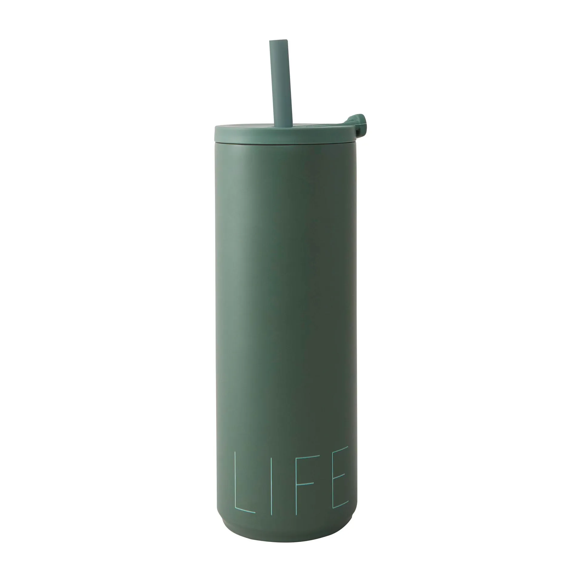 Botella termo con pajita Travel Life 50 cl, Myrtle green Design Letters