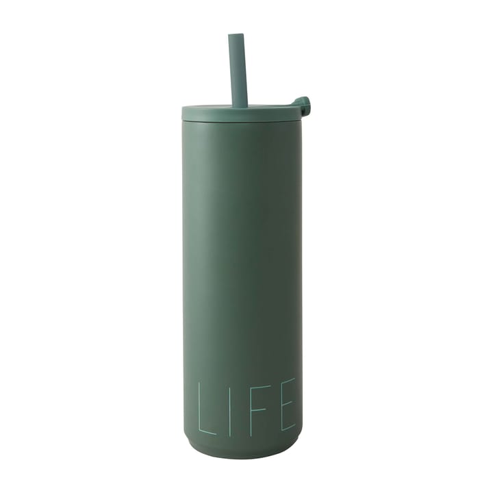 Botella termo con pajita Travel Life 50 cl - Myrtle green - Design Letters