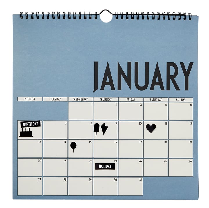 Calendario de pared 2020 Design Letters, azul Design Letters