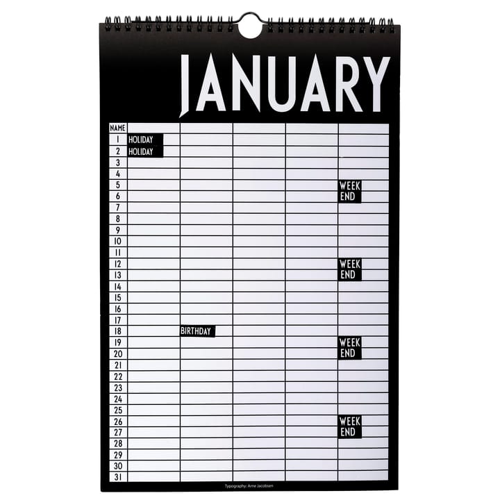 Calendario Design Letters, Black Design Letters
