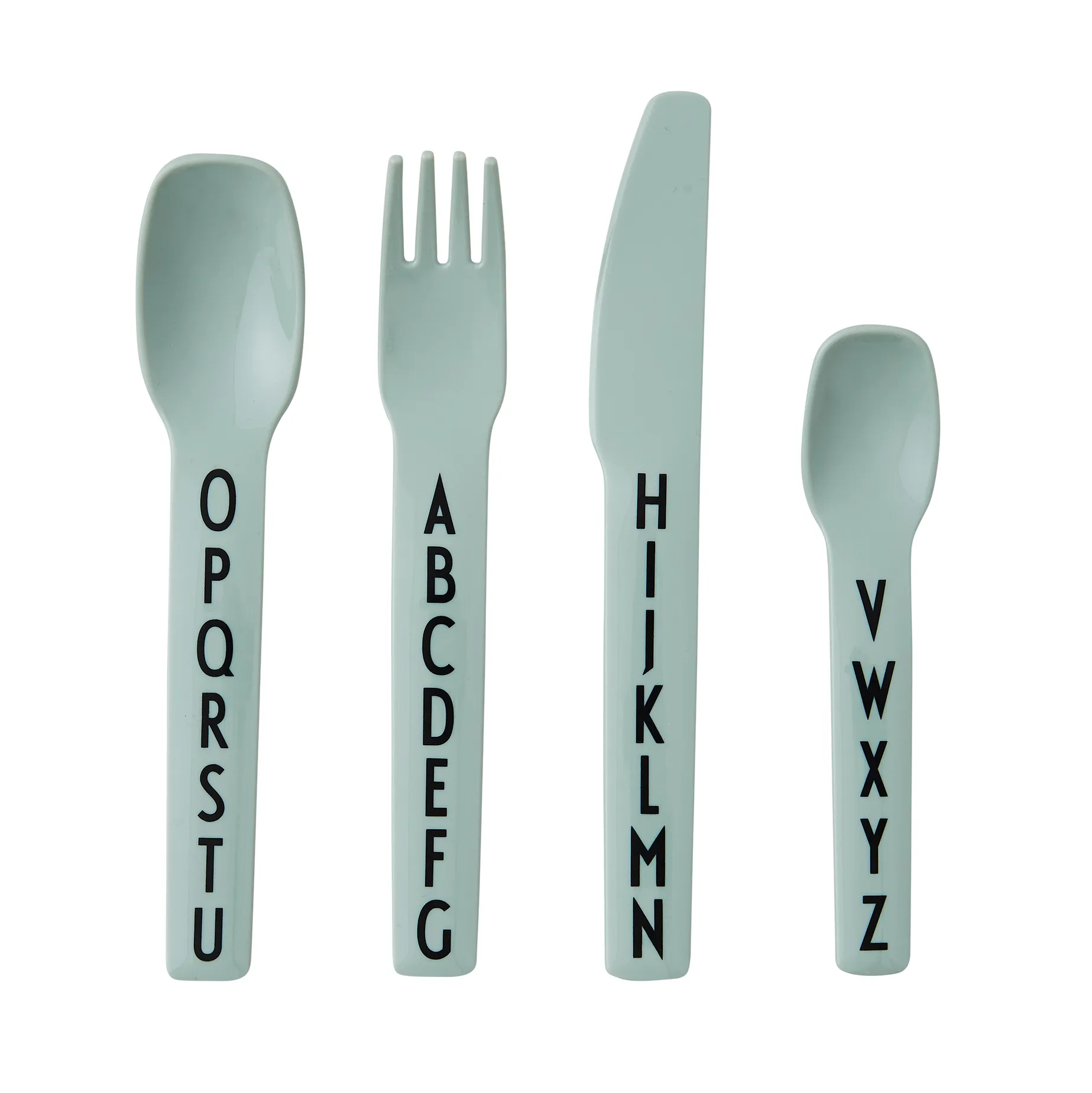 Cubiertos infantiles Design Letters, melamina, verde Design Letters