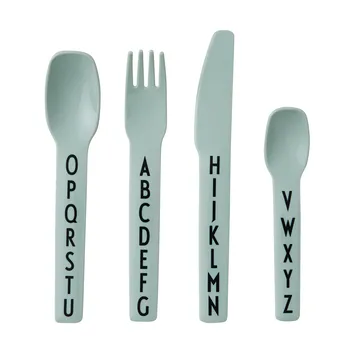 Cubiertos infantiles Design Letters, melamina - verde - Design Letters